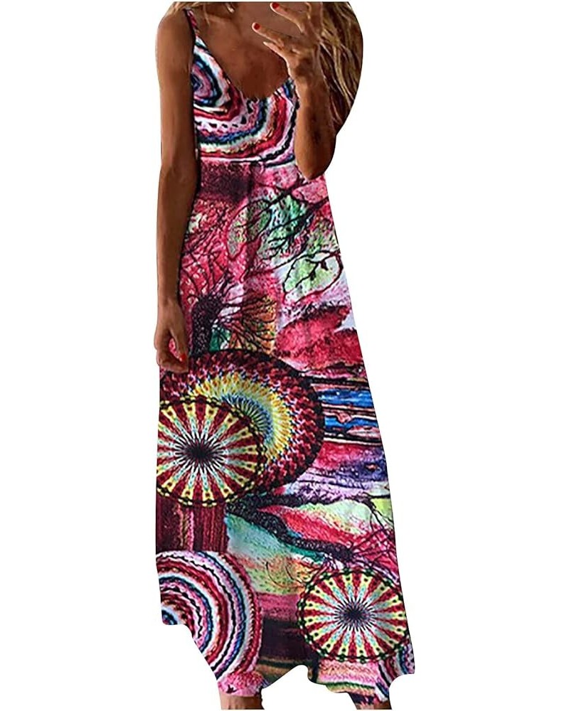 Summer Dresses for Women 2023,Sleeveless Boho Sundress Casual V-Neck Long Dresses Hawaiian Beach Dress for Vacation A13-red $...