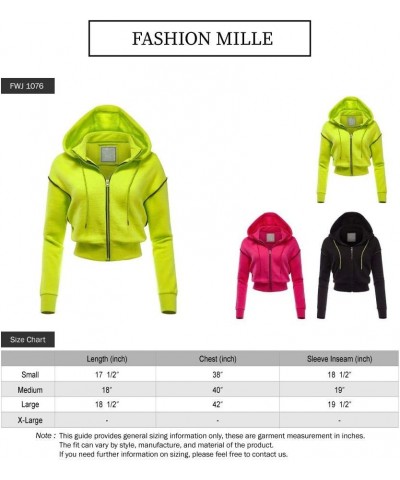 Women's Casual Fleece Full Zip-up Hoodie Outwear Jacket Black-neonlime $11.75 Jackets