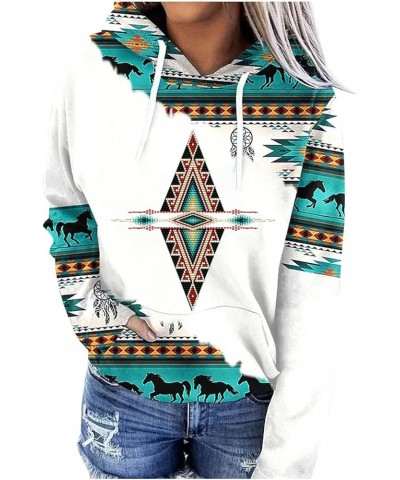 Women Western Aztec Hoodies Long Sleeve Pullover Sweatshirts Graphic Vintage Shirts Tops Cowgirl Wear Clothes 2023 Green 32 $...