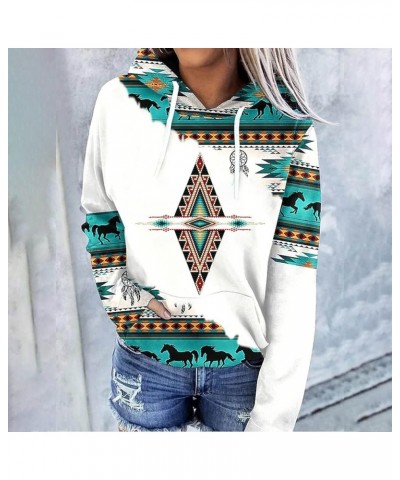 Women Western Aztec Hoodies Long Sleeve Pullover Sweatshirts Graphic Vintage Shirts Tops Cowgirl Wear Clothes 2023 Green 32 $...