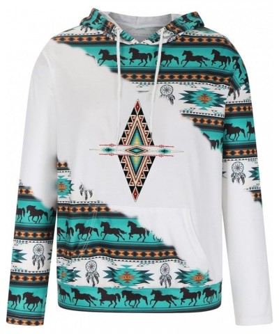 Women Western Aztec Hoodies Long Sleeve Pullover Sweatshirts Graphic Vintage Shirts Tops Cowgirl Wear Clothes 2023 Green 32 $...