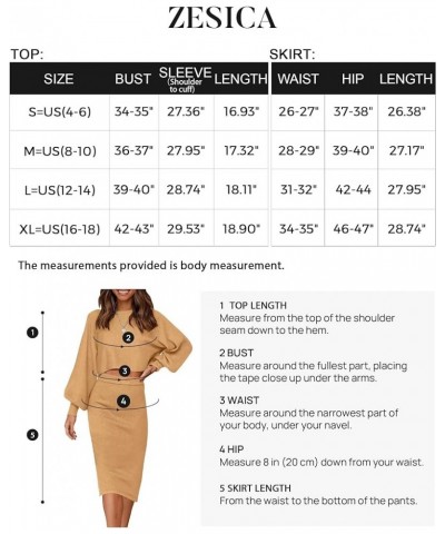 Women's Casual Two Piece Outfits Long Sleeve Ribbed Knit Top and Bodycon Midi Skirt Oversized Pullover Sweater Sets Camel $22...