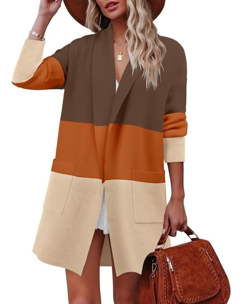 Women's Open Front Knit Cardigan Long Sleeve Lapel Casual Solid Classy Sweater Jacket D Coffee(pls Get a Size Down) $39.04 Sw...