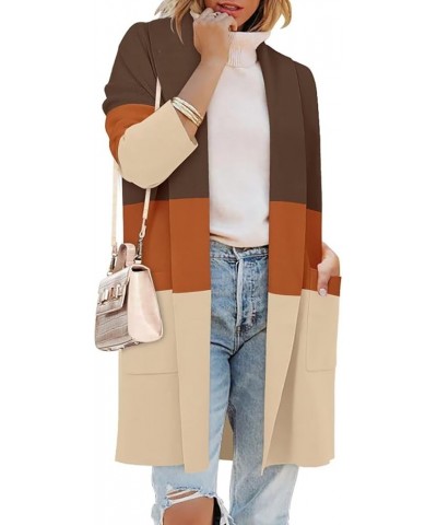 Women's Open Front Knit Cardigan Long Sleeve Lapel Casual Solid Classy Sweater Jacket D Coffee(pls Get a Size Down) $39.04 Sw...