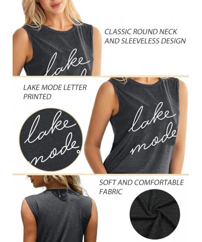 Lake Mode Tank Tops Women Lake Life Summer Vacation Funny Vest Tees Camping Casual Tanks Tops T-Shirt Gray $12.47 Tanks