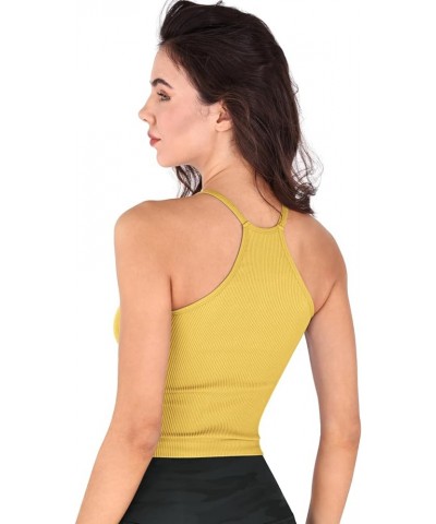 Women's Crop 3-Pack Washed Seamless Rib-Knit Camisole Crop Tank Tops White+purple+yellow (Waist Length) $13.59 Tanks