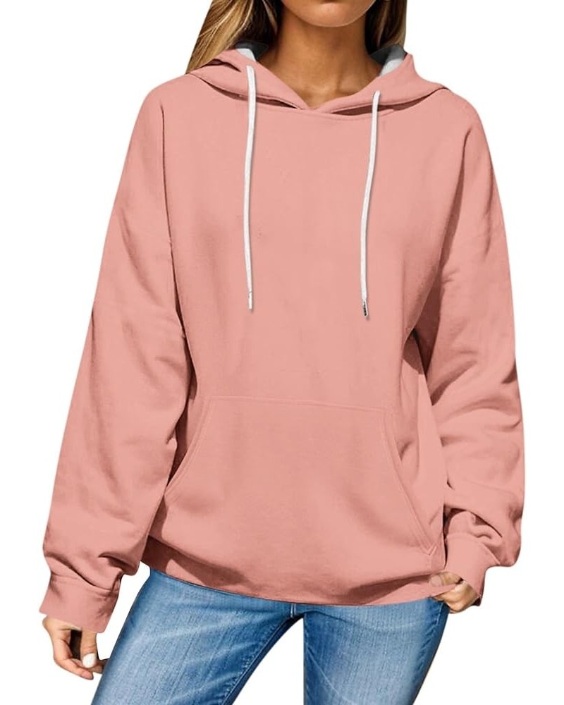 Full Sleeve Blouse for Women Fall Fun Plus Size Birthday Slim Solid Top Scoop Neck Polyester Sweatshirt for 01-pink $8.79 Blo...