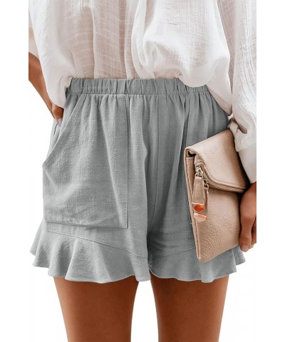 Summer Lounge Shorts for Women Fashion Linen Wide Leg Flowy Comfy Pants 2-grey $19.46 Sleep & Lounge