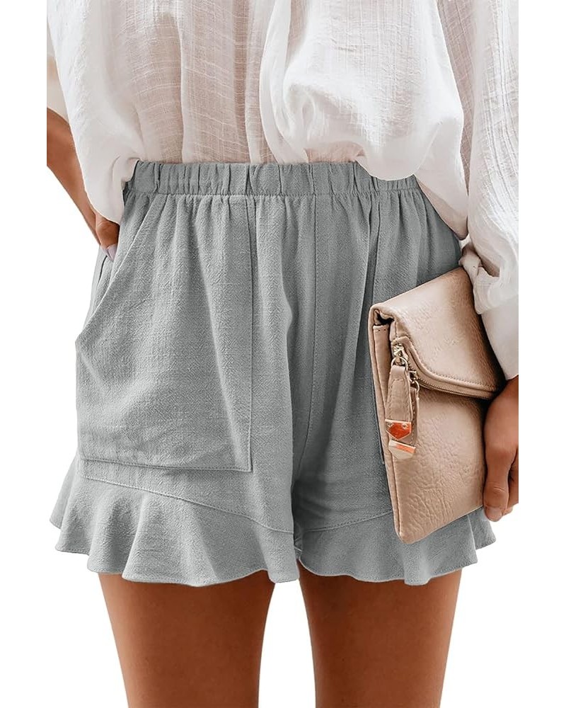 Summer Lounge Shorts for Women Fashion Linen Wide Leg Flowy Comfy Pants 2-grey $19.46 Sleep & Lounge