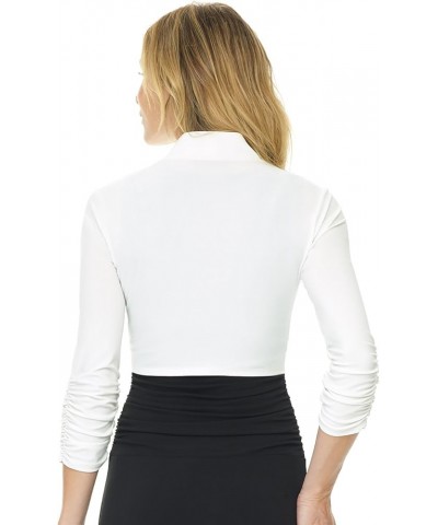 Women's Chic Soft Knit Stretch Bolero Shrug with Ruched Sleeves Off-white $27.99 Sweaters