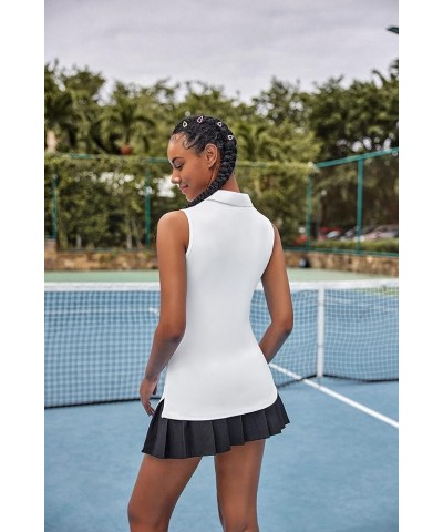 Women's Golf Polo Shirt Sleeveless Tennis Tops 50+ UV Protection Shirts Quick Dry Collared Activewear 02 White $12.50 Shirts