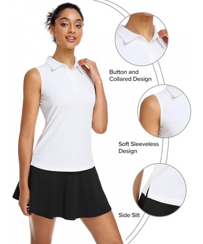 Women's Golf Polo Shirt Sleeveless Tennis Tops 50+ UV Protection Shirts Quick Dry Collared Activewear 02 White $12.50 Shirts