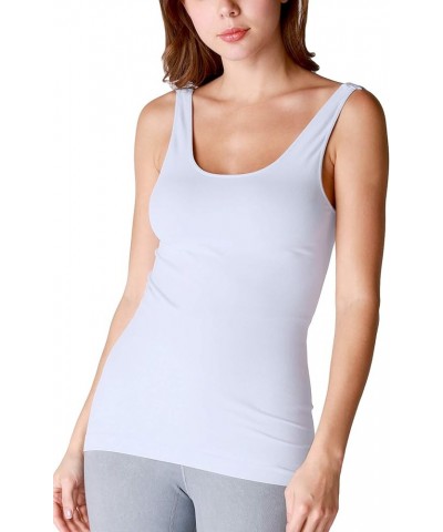 Women Seamless Basic Jersey Tank Top, Made in U.S.A, One Size Heather Blue $24.75 Tanks