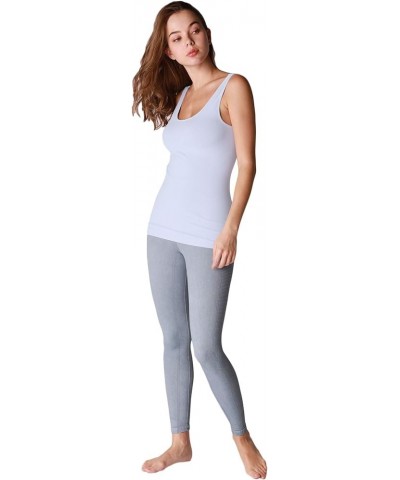 Women Seamless Basic Jersey Tank Top, Made in U.S.A, One Size Heather Blue $24.75 Tanks