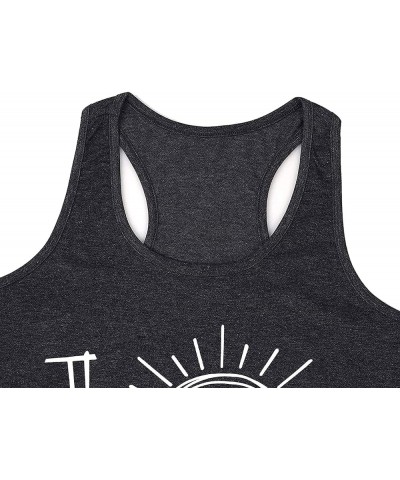 The Lake is My Happy Place Shirts Tank Tops Women Sleeveless Summer Graphic Tank Tops Tee Cami Grey $11.20 Tanks