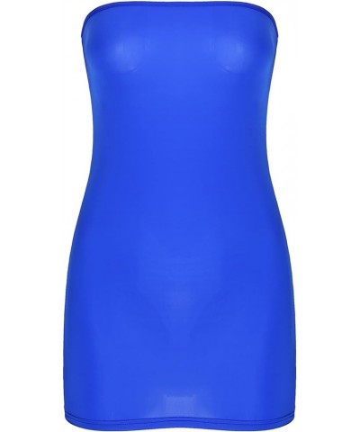 Women's One Piece Strapless Long Tube Top Mini Dress Zipper Front Bodycon Dresses Nightclub Royal Blue $10.32 Dresses