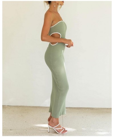 Women Sexy Strapless Maxi Tube Dress Off Shoulder Bodycon Long Dress Cut Out Open Back Party Dress Y2K Clubwear T-green $13.7...