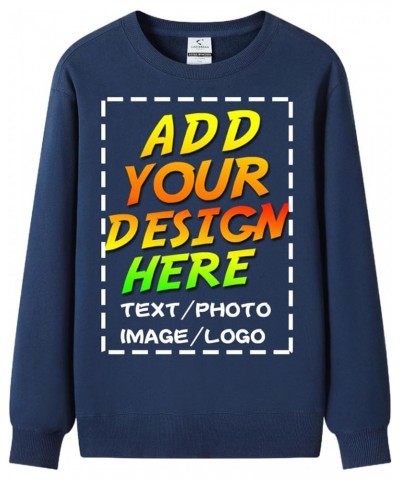 Custom Personalized Crew Neck Sweatshirt for Men Women - Add Your Own Design with Photo & Text - Front & Back Print Ink Blue ...