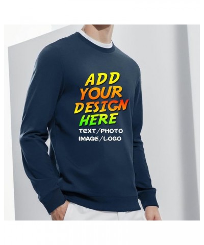 Custom Personalized Crew Neck Sweatshirt for Men Women - Add Your Own Design with Photo & Text - Front & Back Print Ink Blue ...