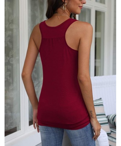Round Neck Workout Tank Tops for Women Casual Sleeveless Shirts Loose Fit Wine Red $8.24 Tanks