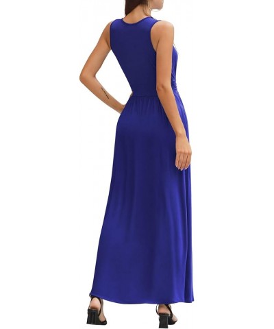 Women Sleeveless Deep V Neck Loose Plain Long Maxi Casual Dress 01 Royal Blue $20.50 Dresses