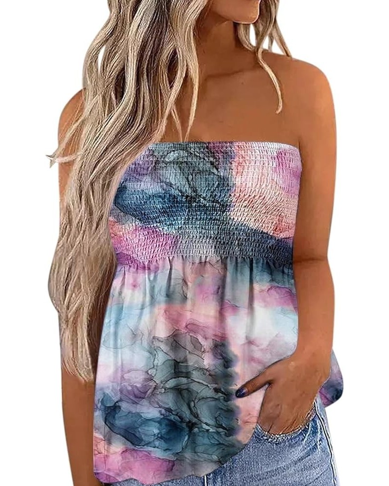 Womens Tube Tops Summer Casual Strapless Bandeau Backless Tanks Floral Sleeveless Blouse Sexy Loose Tunic Shirts B Gray $6.88...