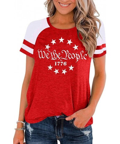 American Flag Shirt Women 4th of July Shirts USA Flag Graphic Patriotic Tshirt Raglan Color Block Tops B-red4 $8.24 Blouses