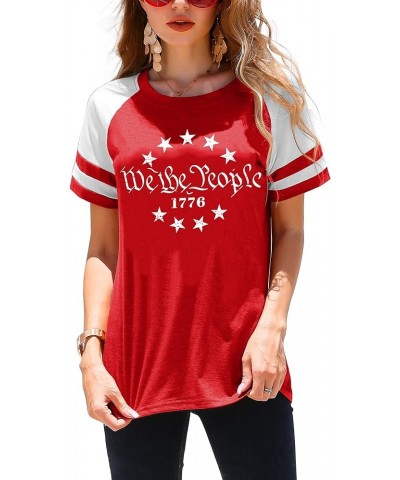 American Flag Shirt Women 4th of July Shirts USA Flag Graphic Patriotic Tshirt Raglan Color Block Tops B-red4 $8.24 Blouses