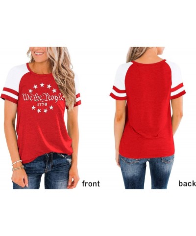 American Flag Shirt Women 4th of July Shirts USA Flag Graphic Patriotic Tshirt Raglan Color Block Tops B-red4 $8.24 Blouses