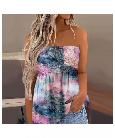 Womens Tube Tops Summer Casual Strapless Bandeau Backless Tanks Floral Sleeveless Blouse Sexy Loose Tunic Shirts B Gray $6.88...