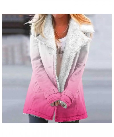 Women's Sherpa Jackets Winter Warm Faux Fur Lined Coat Oversized Thermal Fuzzy Fleece Jacket Outwears With Pockets Pink $13.4...