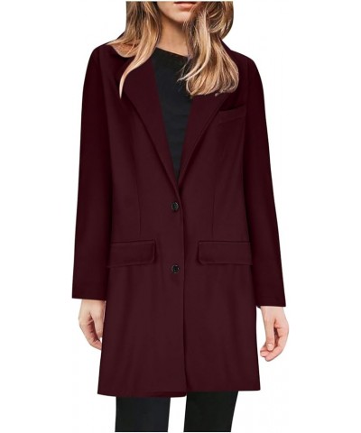 Women's Bussiness Casual Blazers Oversized Open Front Cardigan Long Sleeve Lapel Blazer Jacket Work Office Jackets 02❥wine_bl...