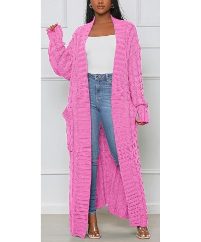 Women Long Sleeve Open Front Knit Long Cardigan Casual Knitted Maxi Sweater Coat Outwear with Pockets 01 Pink $20.39 Sweaters