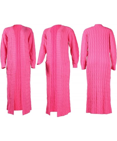 Women Long Sleeve Open Front Knit Long Cardigan Casual Knitted Maxi Sweater Coat Outwear with Pockets 01 Pink $20.39 Sweaters