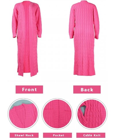 Women Long Sleeve Open Front Knit Long Cardigan Casual Knitted Maxi Sweater Coat Outwear with Pockets 01 Pink $20.39 Sweaters