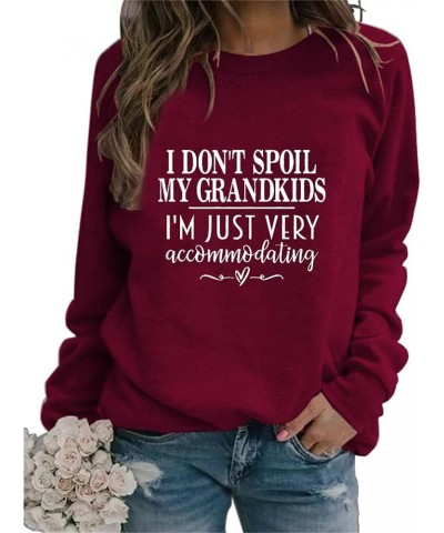 Great Grandma Sweatshirt Women Funny Grandma Leopard Graphic Shirts Crewneck Long Sleeve Fashion Pullover Tops 02 Wine Red $1...