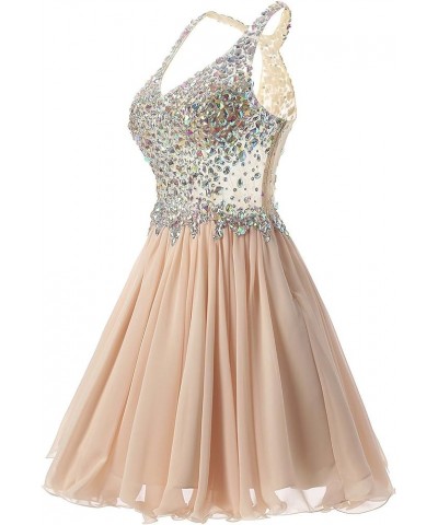 Women's Beaded Chiffon Homecoming Dresses Short Prom Gown 2024 Cocktail Party Dress Blush $34.04 Dresses