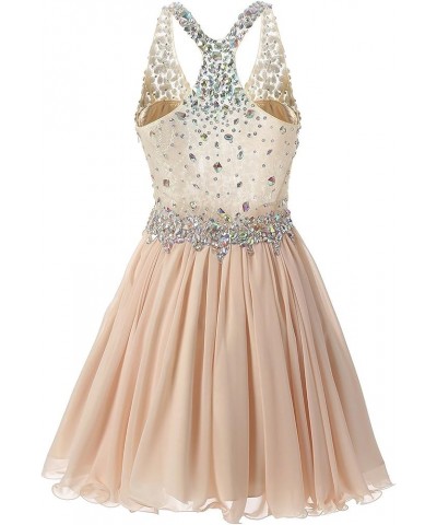 Women's Beaded Chiffon Homecoming Dresses Short Prom Gown 2024 Cocktail Party Dress Blush $34.04 Dresses