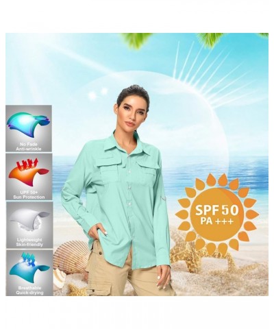 Women's UPF 50+ UV Sun Protection Safari Shirt, Long Sleeve Outdoor Cool Quick Dry Fishing Hiking Gardening Shirts 5055 Blue ...