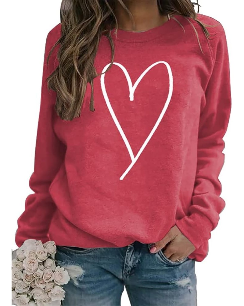 Women Love Heart Sweatshirt Happy Valentine's Day Shirts Fall Graphic Long Sleeve Crewneck Pullover Tops Sweatshirt1-red $14....