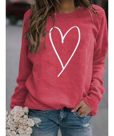 Women Love Heart Sweatshirt Happy Valentine's Day Shirts Fall Graphic Long Sleeve Crewneck Pullover Tops Sweatshirt1-red $14....