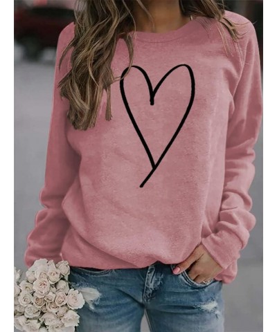 Women Love Heart Sweatshirt Happy Valentine's Day Shirts Fall Graphic Long Sleeve Crewneck Pullover Tops Sweatshirt1-red $14....