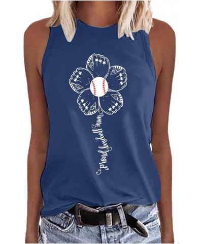 Baseball Mom Tank Tops Womens Summer Crewneck Sleeveless Mama Shirts Baseball+Glove Print T-Shirt Navy 8 $7.15 Tanks