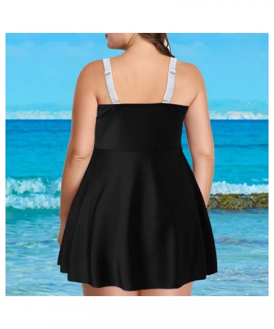 Plus Size Two Piece Swimsuits for Women Tankini Bathing Suits Flowy Swim Dress with Shorts White-1 $13.79 Swimsuits