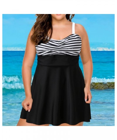 Plus Size Two Piece Swimsuits for Women Tankini Bathing Suits Flowy Swim Dress with Shorts White-1 $13.79 Swimsuits