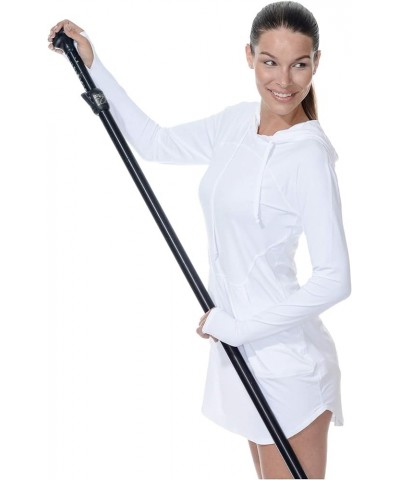 Women's UPF 50+ Sun Protection Active Hoodie Dress White $38.85 Activewear