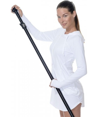 Women's UPF 50+ Sun Protection Active Hoodie Dress White $38.85 Activewear