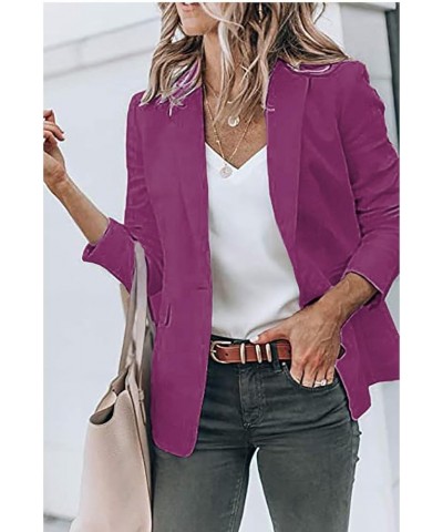 Blazers for Women Long Sleeve Open Front Cardigan Lapel Neck Single Button Tops Casual Solid Color Plus Size Fall Outfits B-p...
