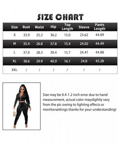 Womens 2 Piece Velour Tracksuit Two Piece Outfits for Women Long Sleeve Zip Up Crop Tops Sweatpants Sets Pockets Hoodie/Ruche...