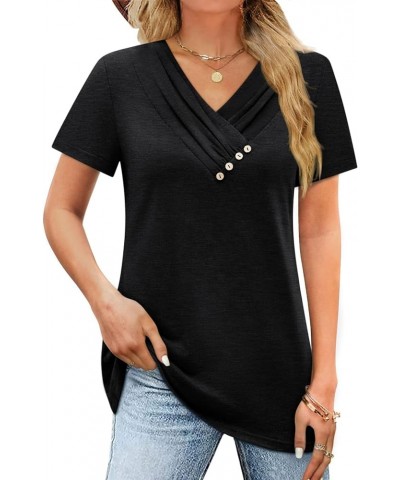 Women's Fall Long Sleeve Tunic Tops for Leggings V Neck Button Casual Blouse Sweatshirt Z-black $18.55 Tops